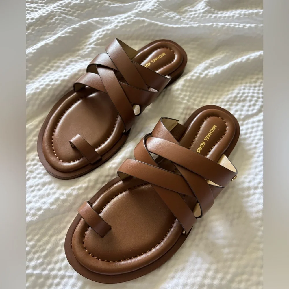 Michael Kors Nora Toe Ring Leather Sandals